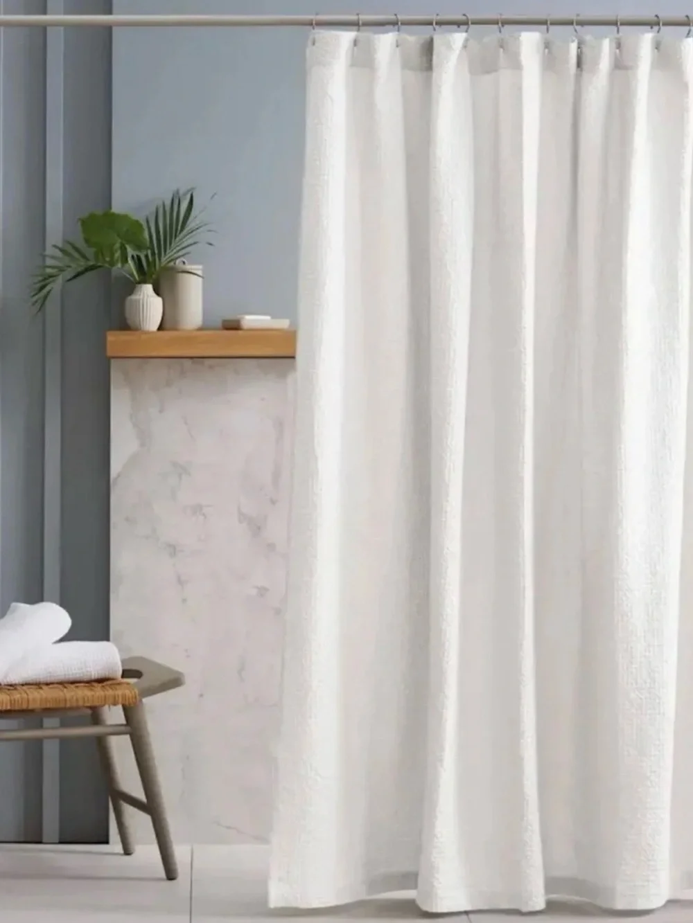 Quince Organic Luxe Waffle Shower Curtain